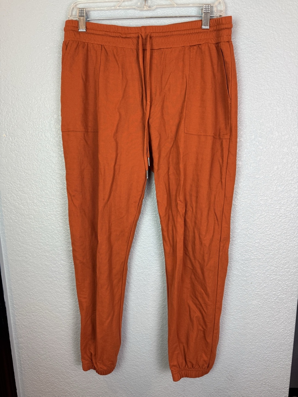 R. Sofia Pants Womens Large Orange Rust Twill Jogger Elastic Waist Pockets